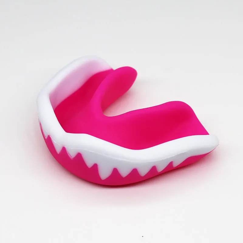 Adult boxing mouthguard with box, food grade EVA mouldable teeth guard in black, red, blue, green, white, 6.5 x 4.6cm