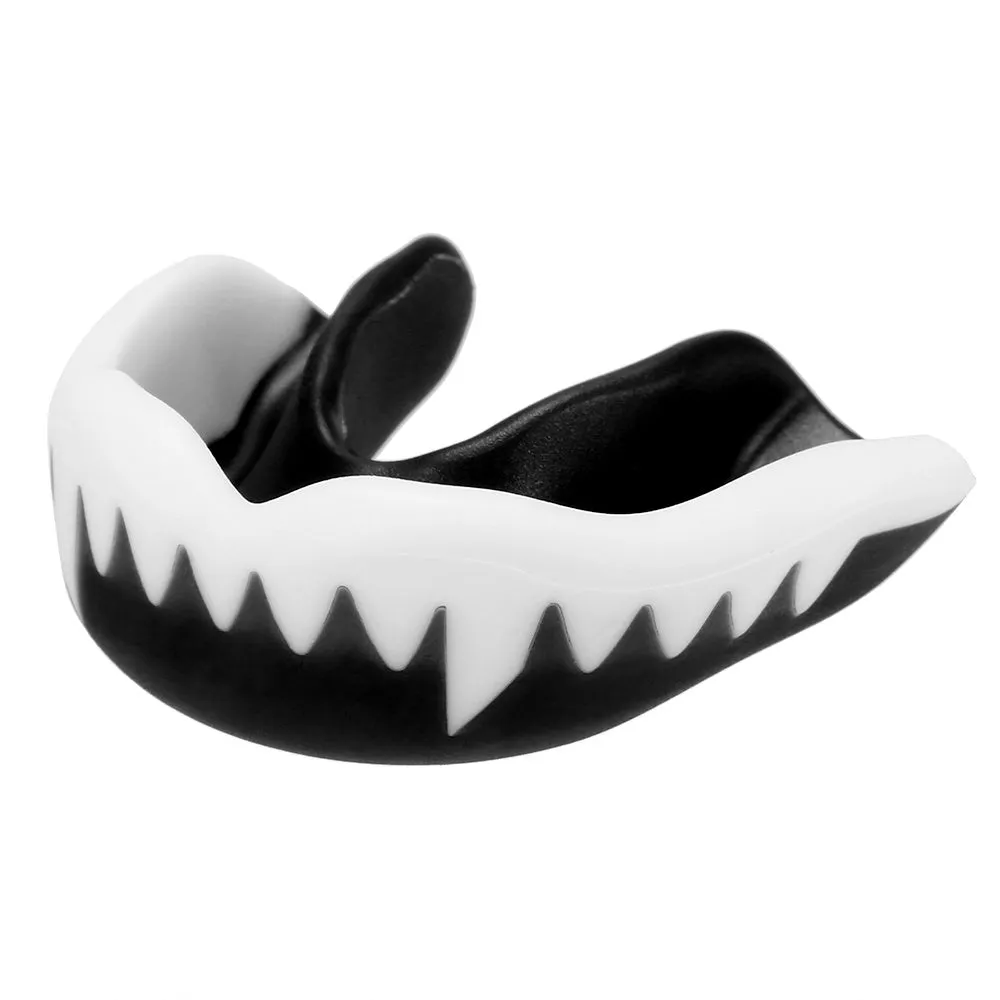 Adult boxing mouthguard with box, food grade EVA mouldable teeth guard in black, red, blue, green, white, 6.5 x 4.6cm