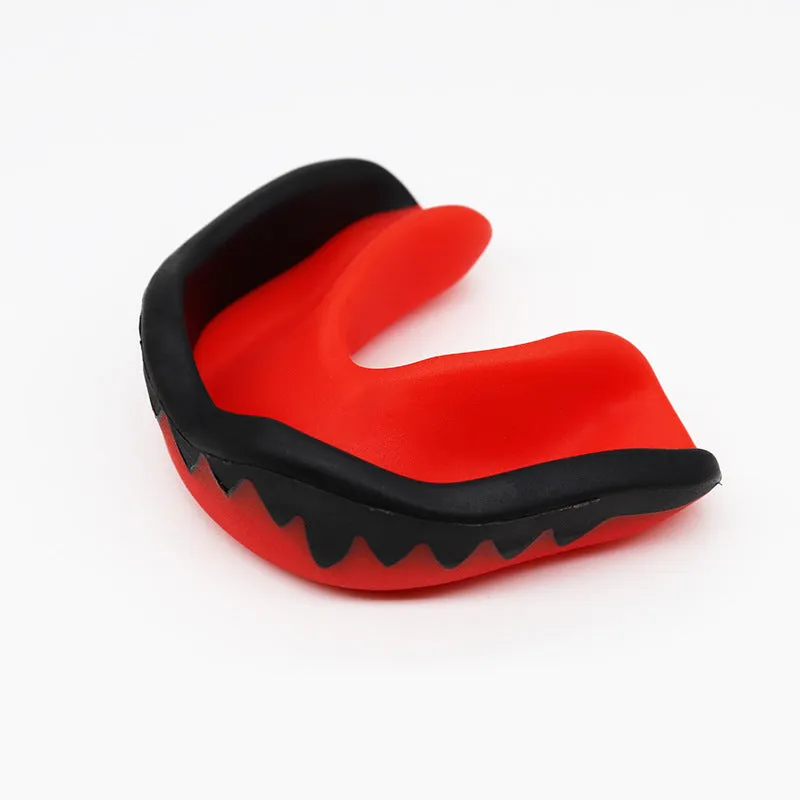 Adult boxing mouthguard with box, food grade EVA mouldable teeth guard in black, red, blue, green, white, 6.5 x 4.6cm