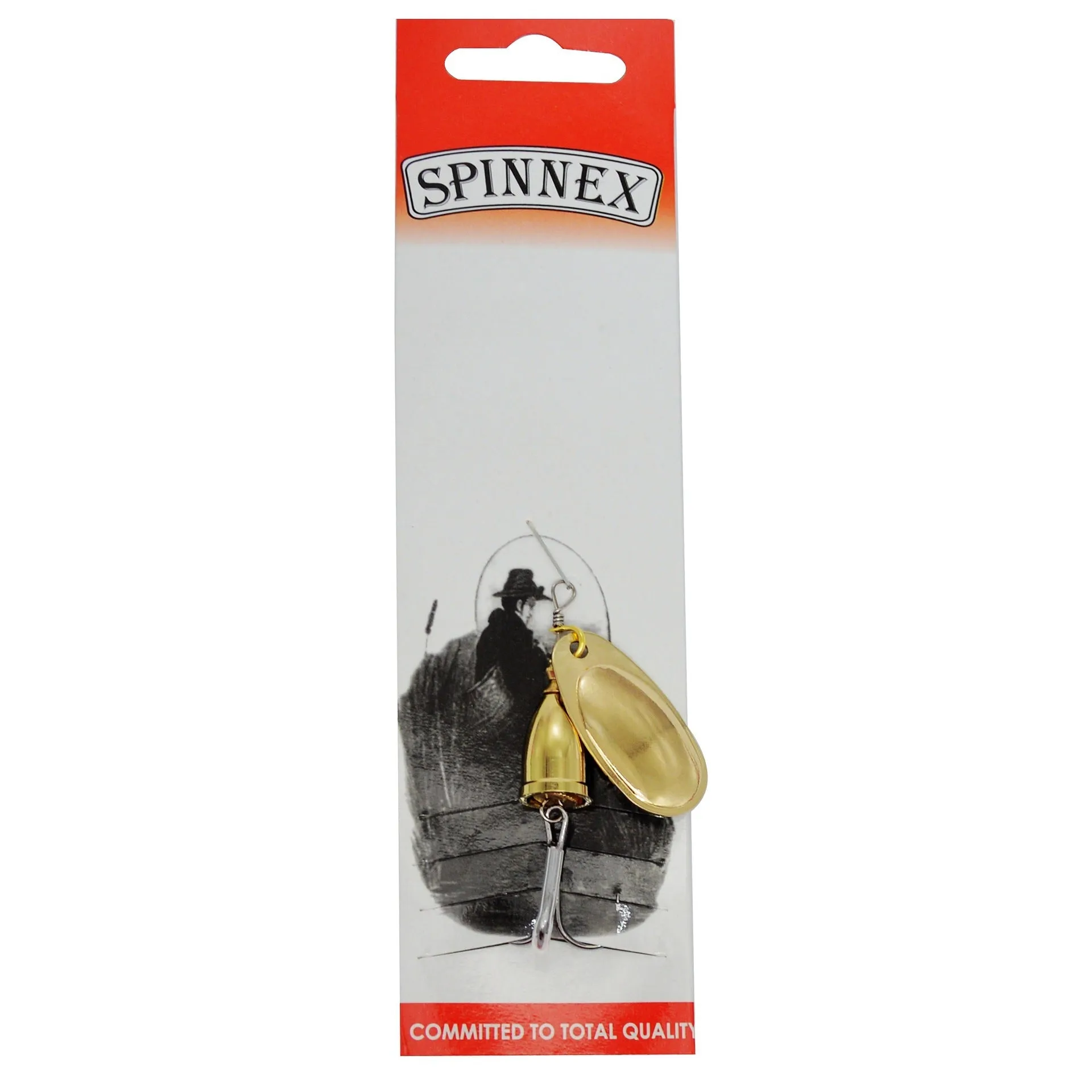 R-shaped metal fishing lure with rotating sequins and copper bell in gold, silver, red, yellow, and green colour variations