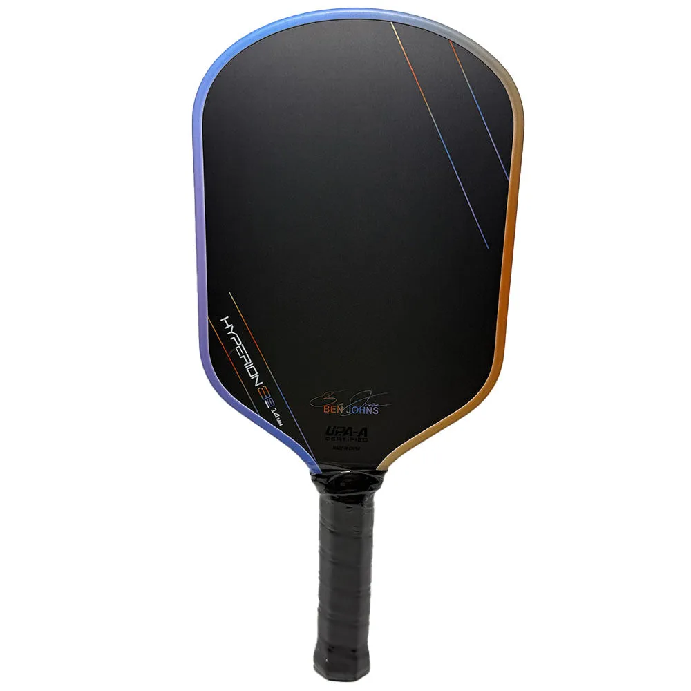 Colour pattern matte finish pickleball racket with T700 carbon fiber construction and honeycomb core.
