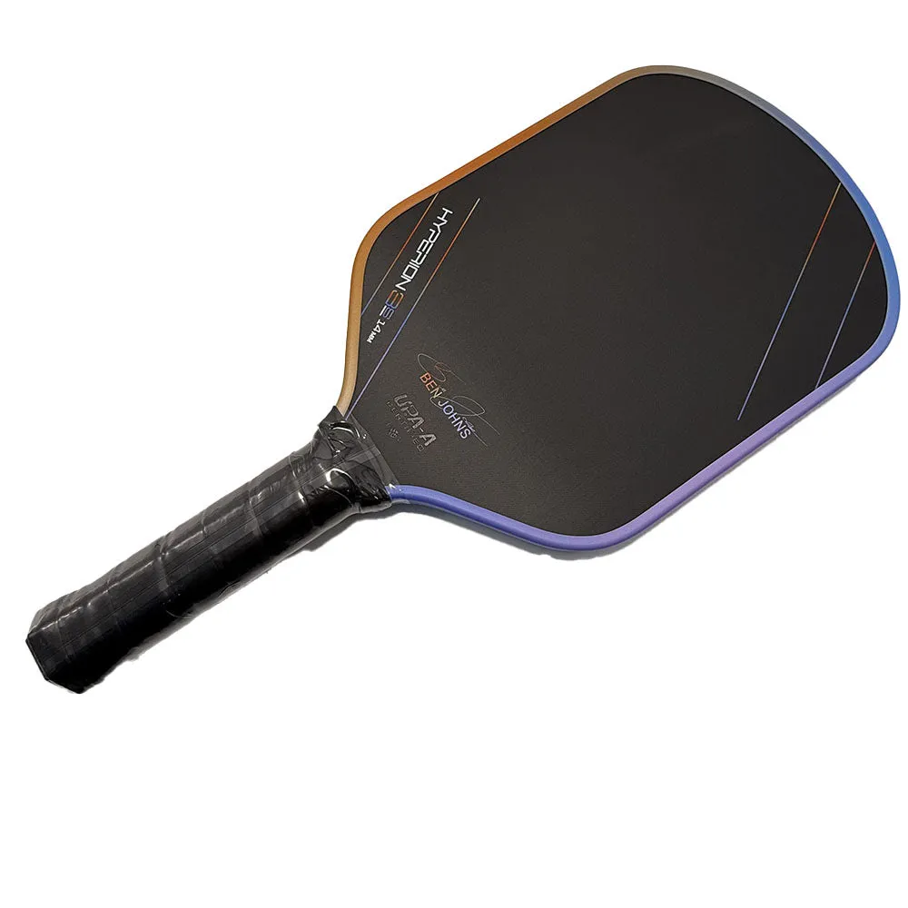 Colour pattern matte finish pickleball racket with T700 carbon fiber construction and honeycomb core.