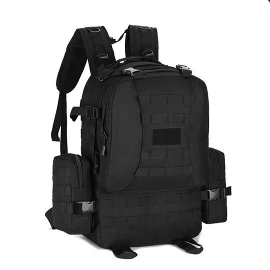 50L outdoor backpack in wolf brown with nylon fabric, multiple compartments, and webbing details