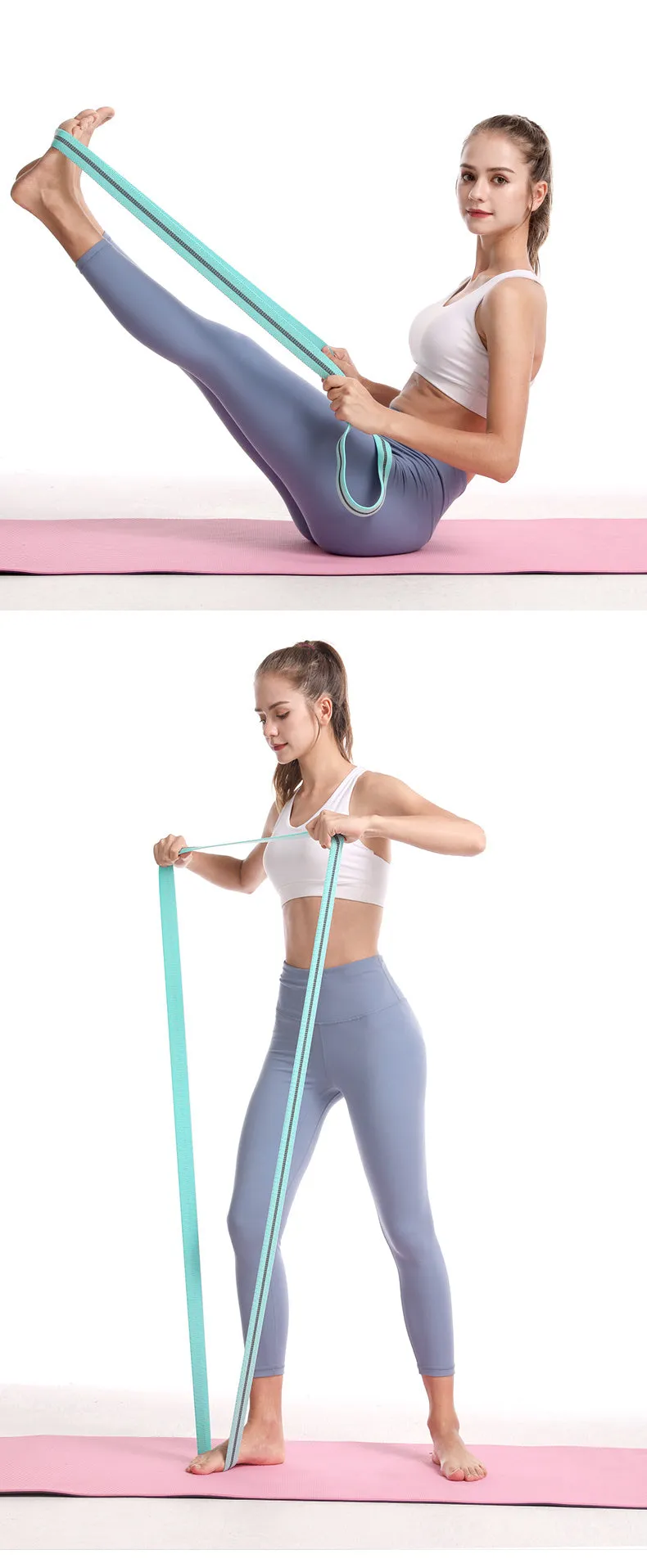 New yoga fitness female pull rope polyester cotton latex silk multicolor 4x200cm resistance band