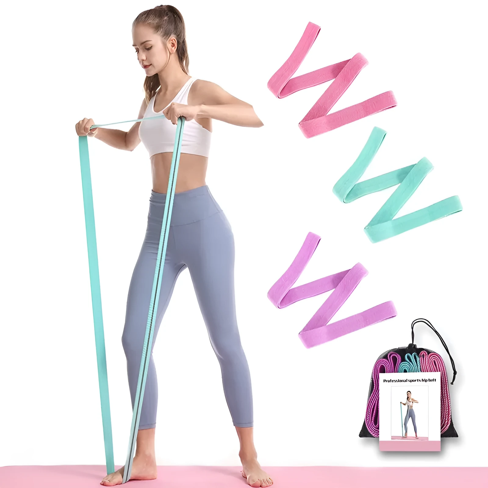 New yoga fitness female pull rope polyester cotton latex silk multicolor 4x200cm resistance band