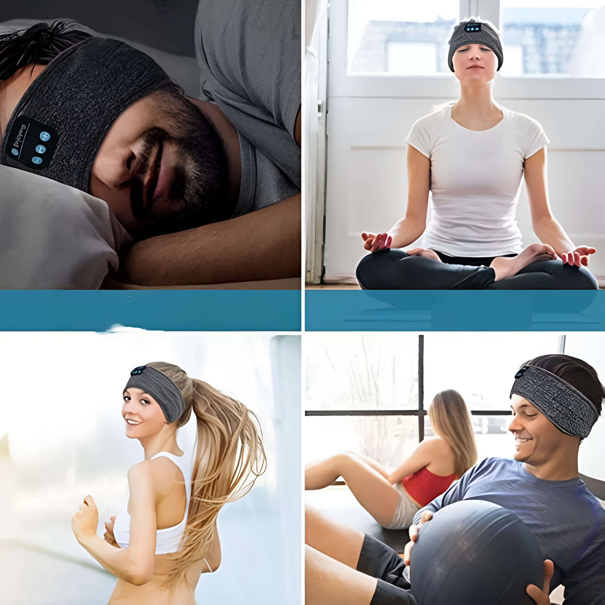Bluetooth headscarf with built-in wireless music speaker, USB charging, black and heather gray colour options