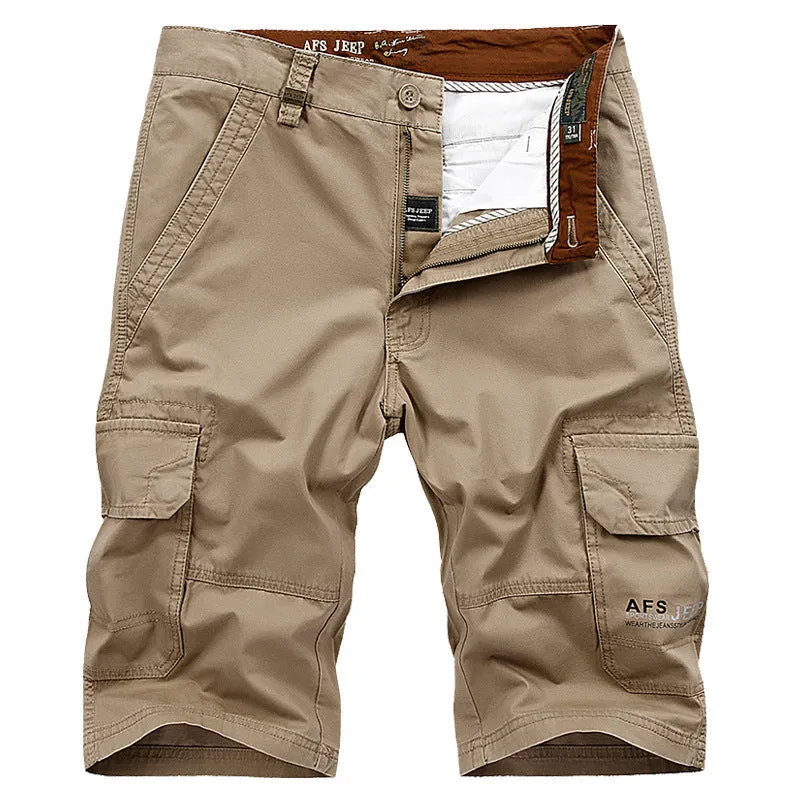 Men's loose fit 100% cotton overalls shorts in Army Green straight leg style