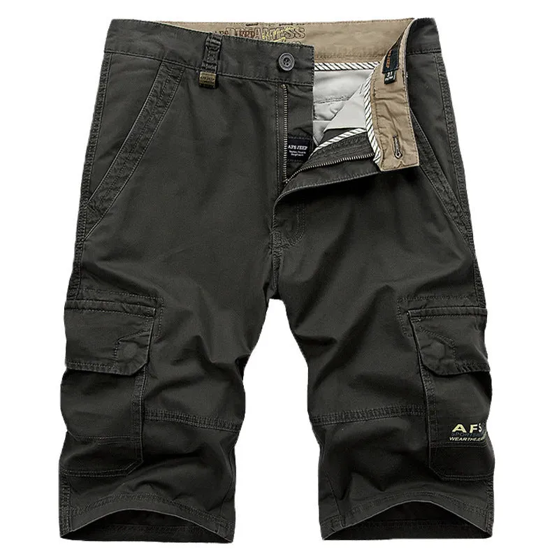 Men's loose fit 100% cotton overalls shorts in Army Green straight leg style