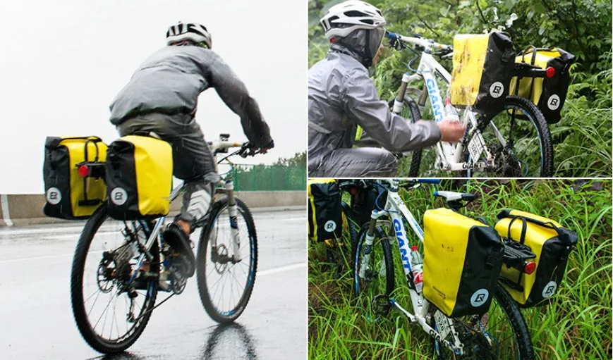 Bicycle waterproof bag made from nylon cloth and waterproof fabric in black colour for cycling storage