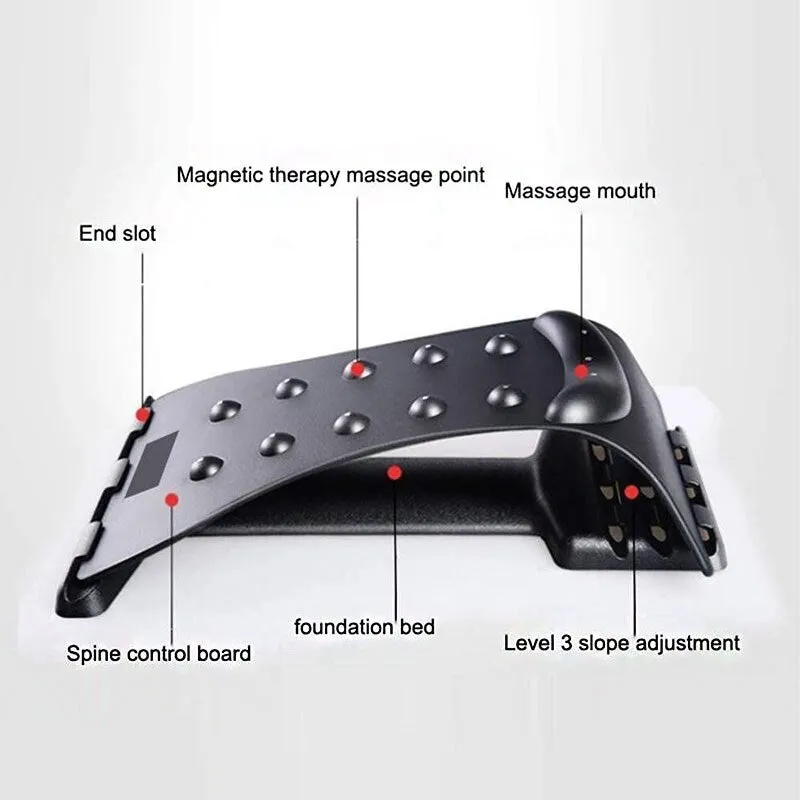 Black cervical traction neck massager with 10 magnetic dots and acupressure points