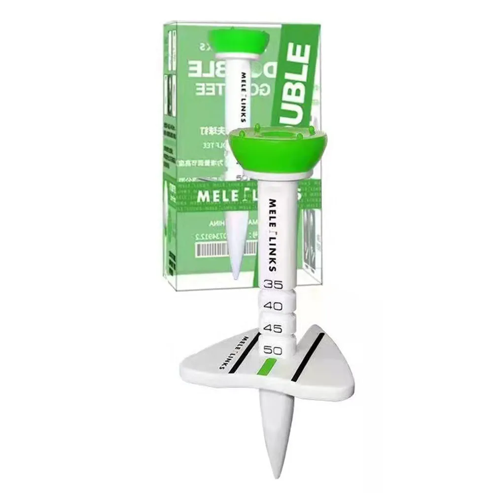 Single silica gel golf tee 77mm long in green colour with align marking on silicone head