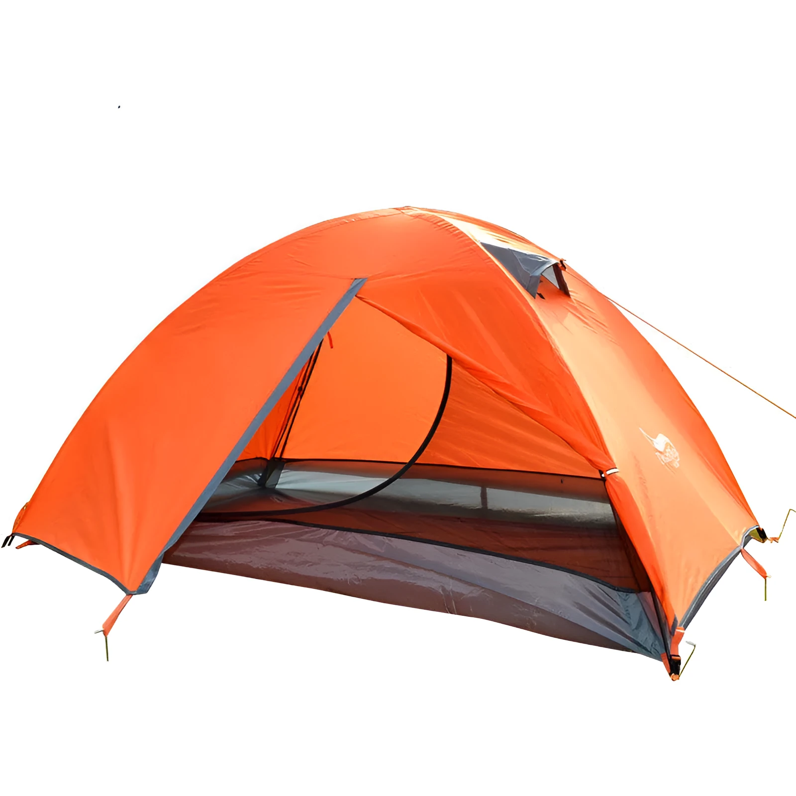 Outdoor camping double sun protection tent for 2 people in green with 210T polyester fabric and glass poles