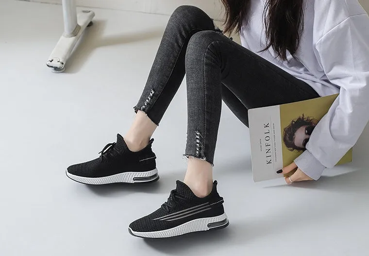 Casual travel shoes for women with soft sole denim upper in pink, black, white, grey colours