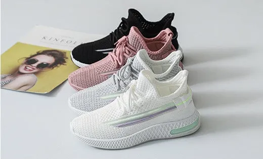 Casual travel shoes for women with soft sole denim upper in pink, black, white, grey colours