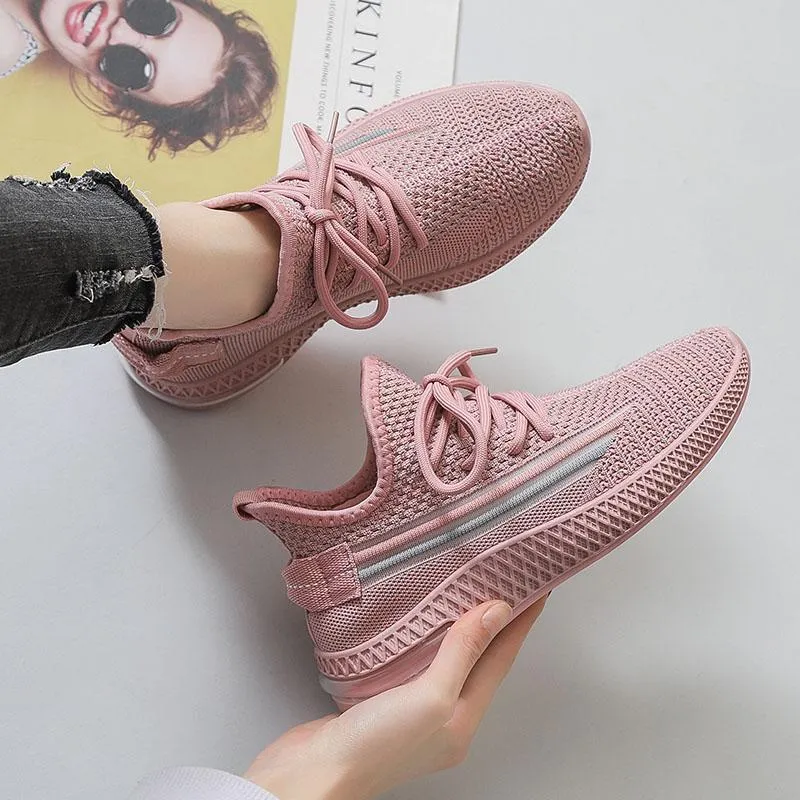 Casual travel shoes for women with soft sole denim upper in pink, black, white, grey colours