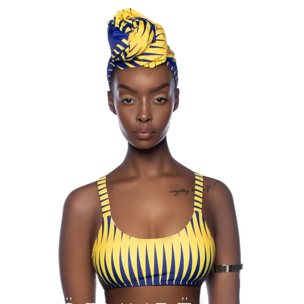 Split high waist bikini in picture colour with chest pad, quick-dry polyester fabric, sizes S M L
