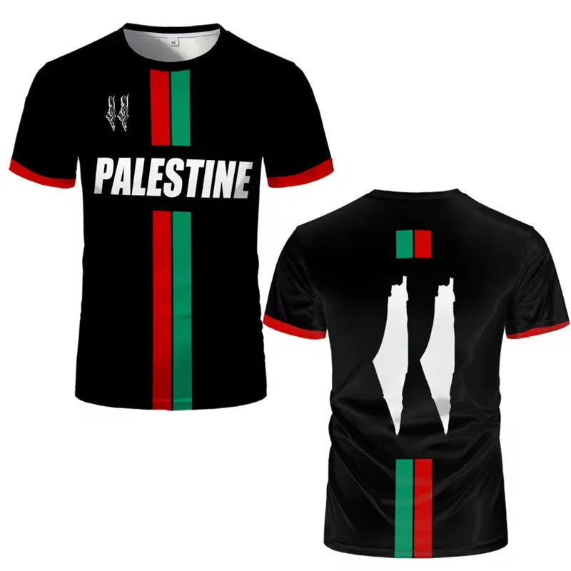 Football T-shirt with 3D printed pattern in black colour showing half sleeve street fashion style