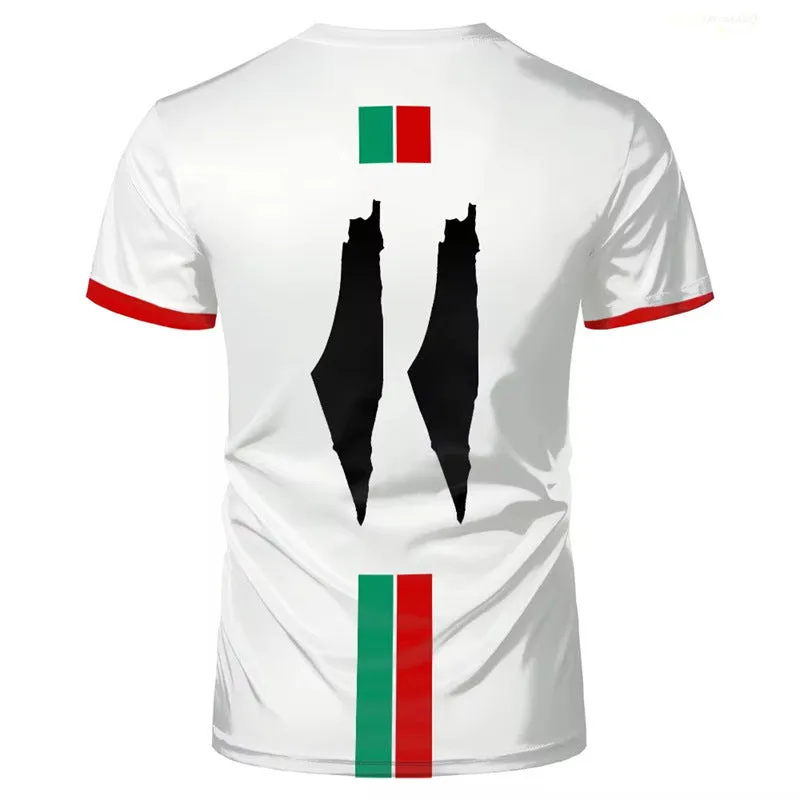 Football T-shirt with 3D printed pattern in black colour showing half sleeve street fashion style