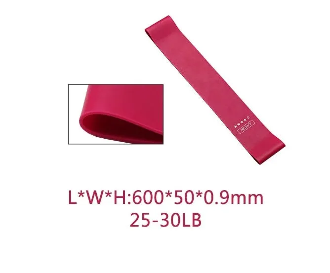 Five pink gradient latex yoga tension bands with varying thickness for resistance training