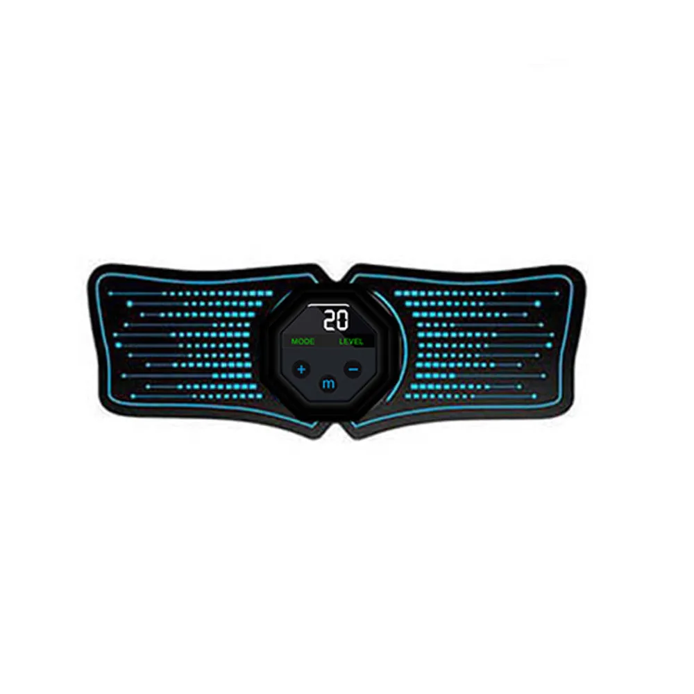 Rechargeable abdominal muscle fitness belt with EMS low frequency pulse, USB charging, black colour