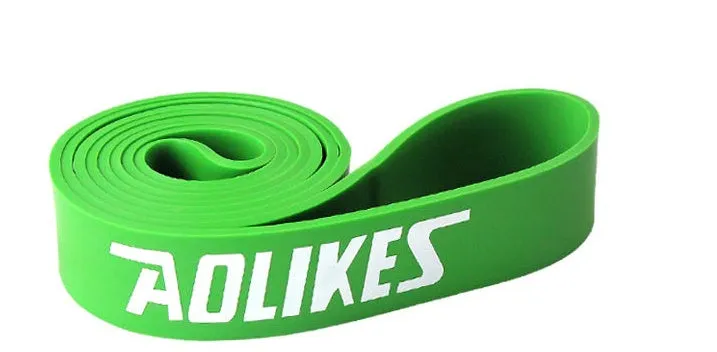 Natural latex rally resistance band in multiple colours: red, black, purple, green, and blue