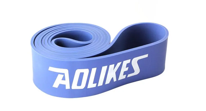 Natural latex rally resistance band in multiple colours: red, black, purple, green, and blue