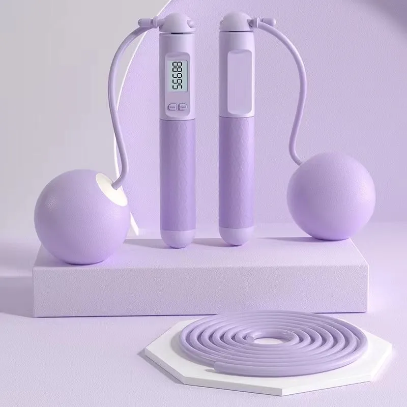 Fitness jump rope with ball bearing handles in a choice of colours and cord styles.