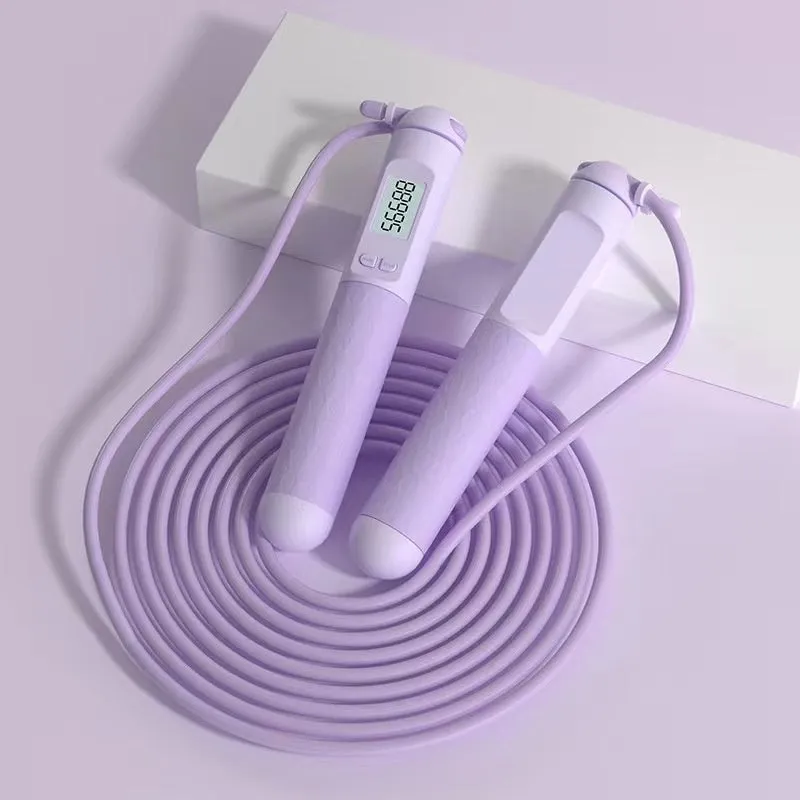 Fitness jump rope with ball bearing handles in a choice of colours and cord styles.