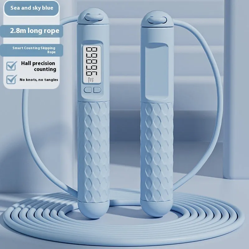 Fitness jump rope with ball bearing handles in a choice of colours and cord styles.