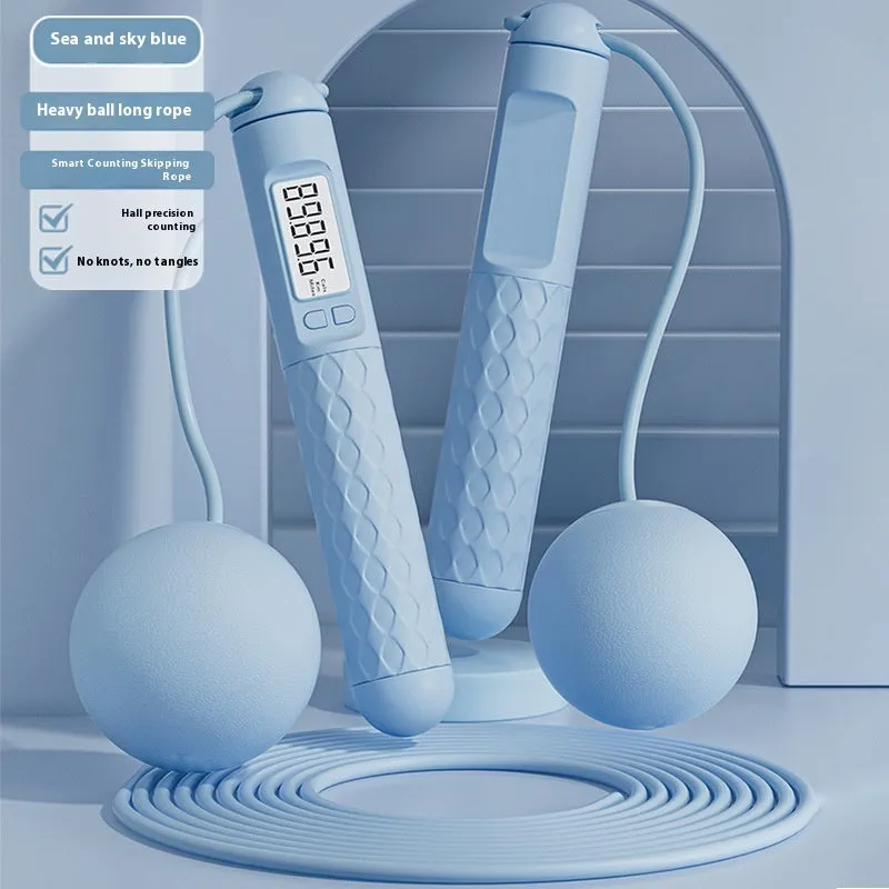 Fitness jump rope with ball bearing handles in a choice of colours and cord styles.
