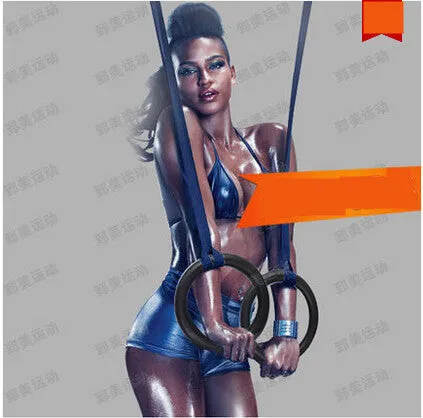Black nylon gymnastics ring for pull-ups and upside down fitness training, 1.5 kg