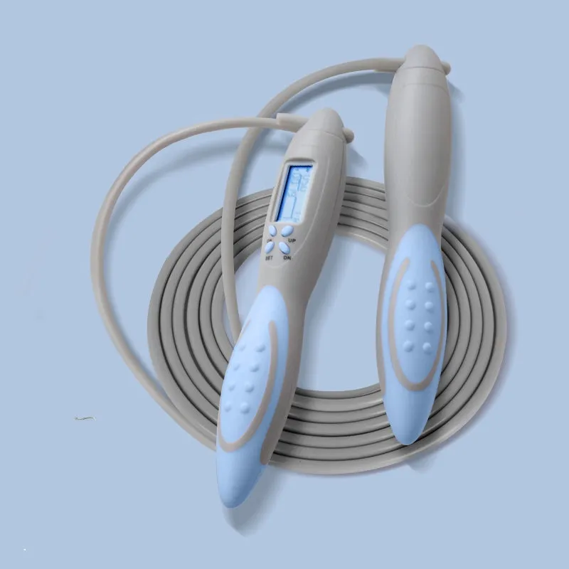Fat burning counting skipping rope with dual ropes on grey background