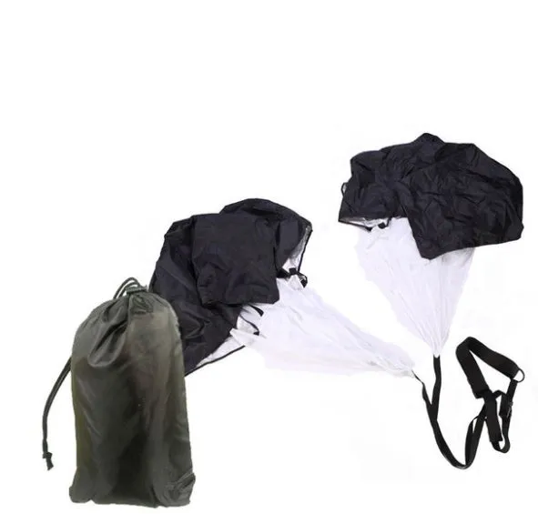Black polyester 56 inch running speed training parachute with adjustable waist belt