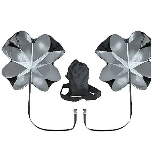 Black polyester 56 inch running speed training parachute with adjustable waist belt