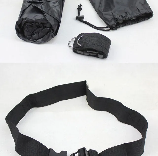 Black polyester 56 inch running speed training parachute with adjustable waist belt