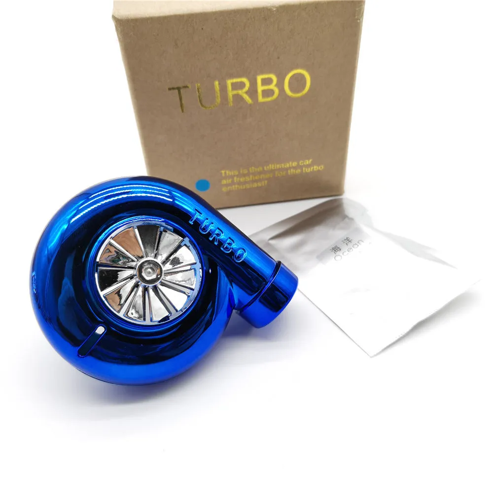 TURBO air outlet scented freshener in sapphire blue mounted on car vent for decoration and fragrance