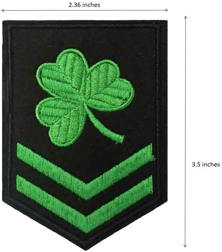 Embroidered fabric badge with Velcro strip showing clover design in green colour