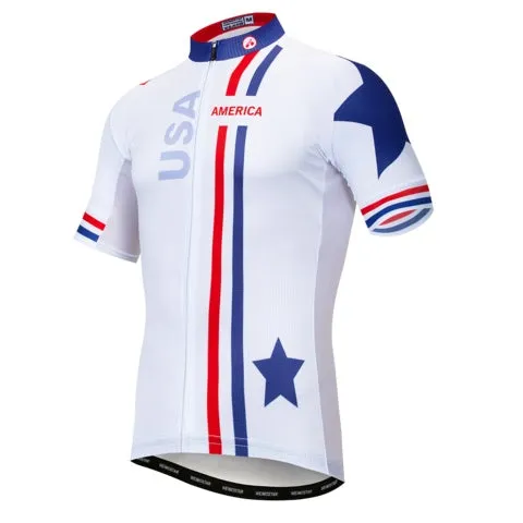 Men's long sleeve cycling jersey in photo colour, COOLMAX quick-dry fabric, side view