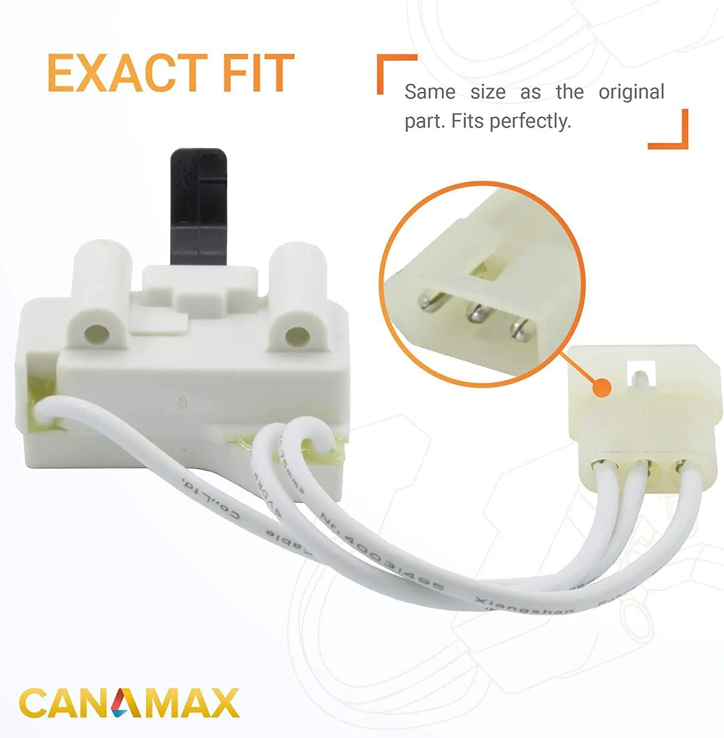 White washing machine door switch replacement part 3406107