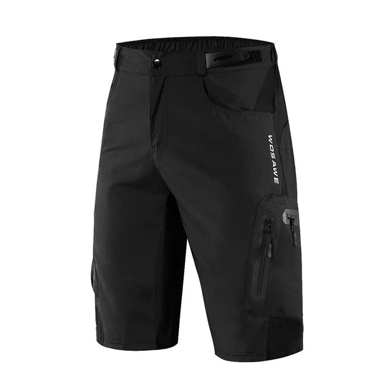 Outdoor leisure breathable wicking hiking shorts with multiple zipper pockets in black on a person walking