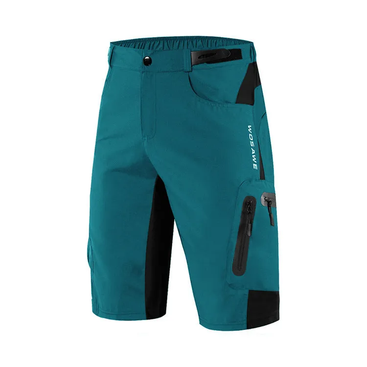 Outdoor leisure breathable wicking hiking shorts with multiple zipper pockets in black on a person walking