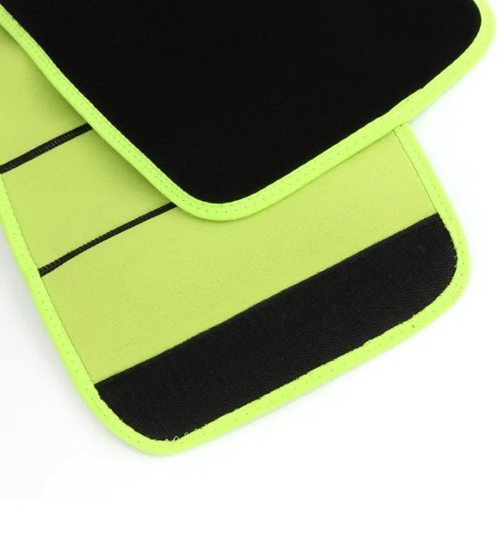 Bodybuilding sports belt black edging green with neoprene foam core adjustable free size waist up to 105 cm
