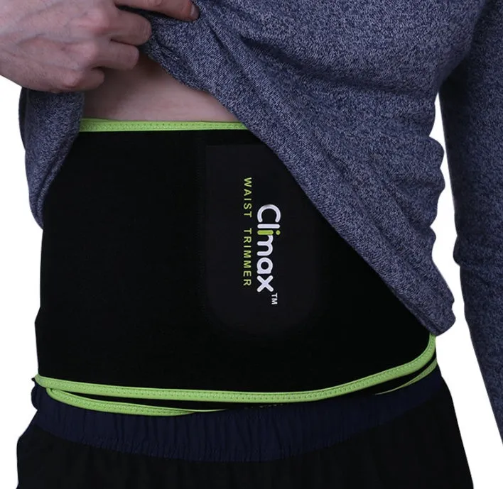 Bodybuilding sports belt black edging green with neoprene foam core adjustable free size waist up to 105 cm