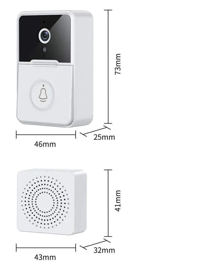 White ABS smart doorbell with HD night vision, remote monitoring, and sound changing feature