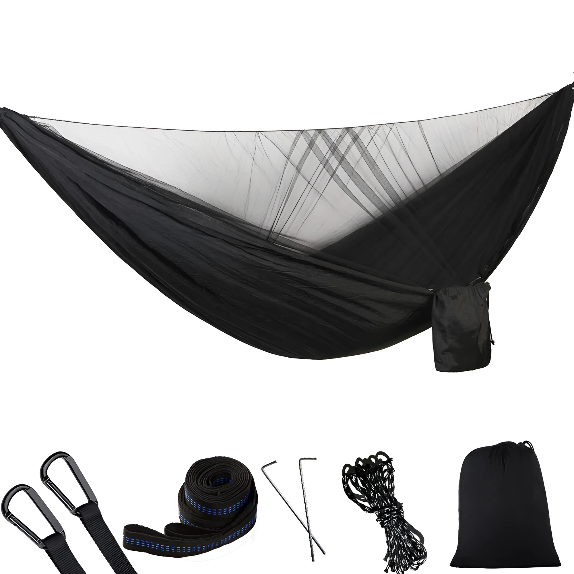 Anti-mosquito outdoor camping hammock in Nylon with 290x140cm size and 200kg load capacity in four colours