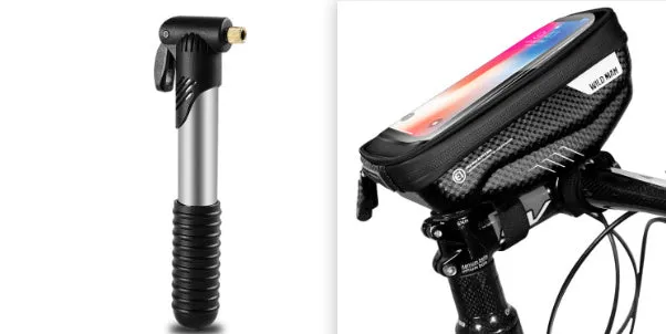 Bicycle bag upper tube front package 1L capacity black colour on bike frame