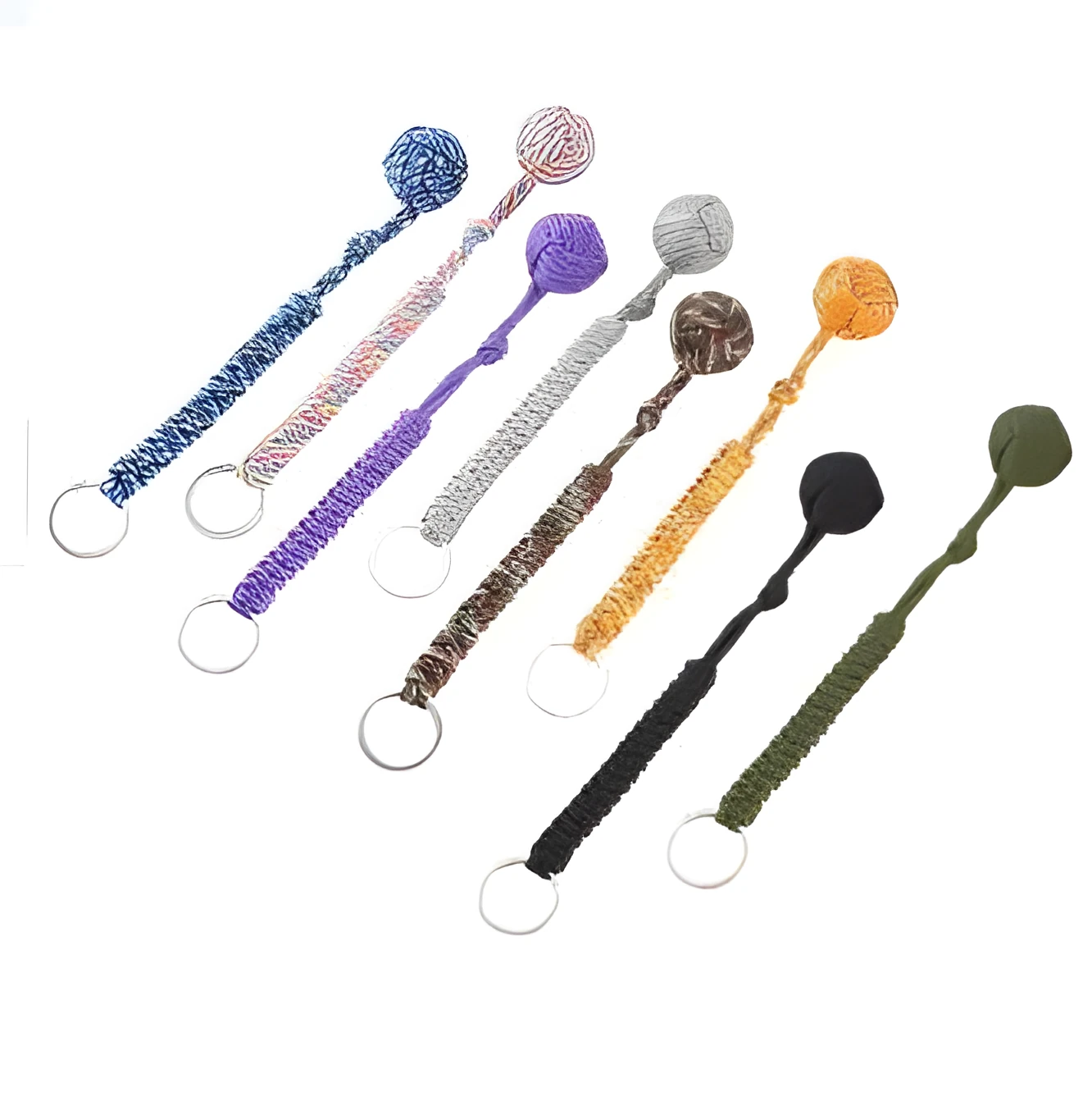 Outdoor seven-core umbrella rope key chain with built-in self-defence steel ball, 24 cm, 86 grams, 3.5 metre rope, black colour