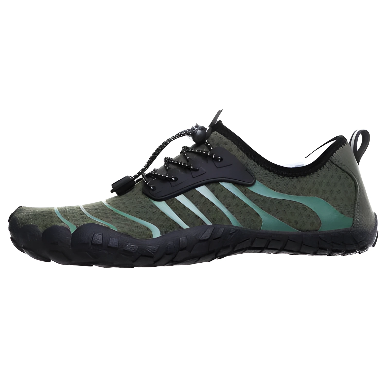 Unisex upstream wading shoes with non-slip rubber outsole and mesh upper in Army Green