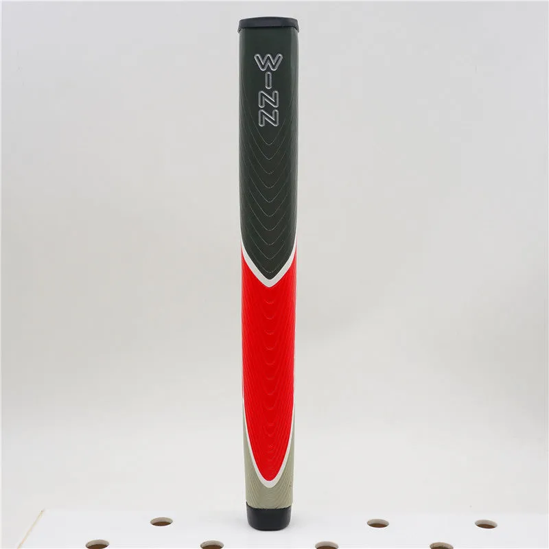 Set of four putting golf club grips in black, blue, grey, and red with 270mm length and rubber PU construction