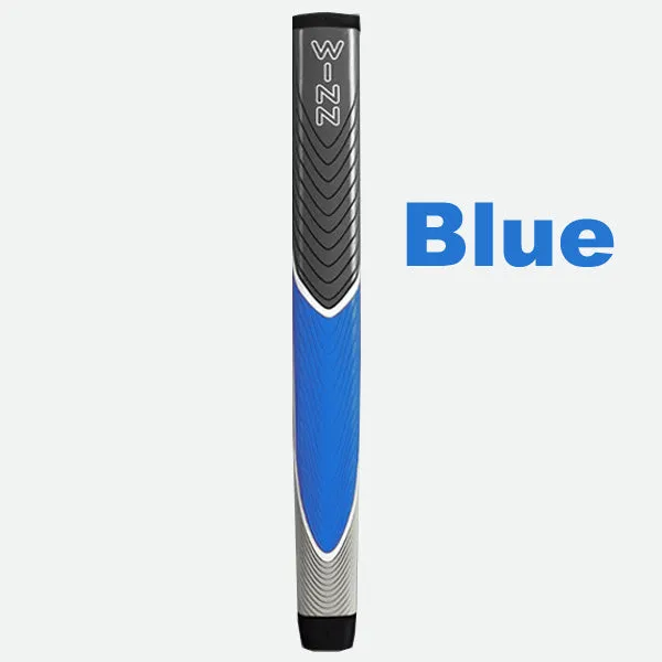 Set of four putting golf club grips in black, blue, grey, and red with 270mm length and rubber PU construction